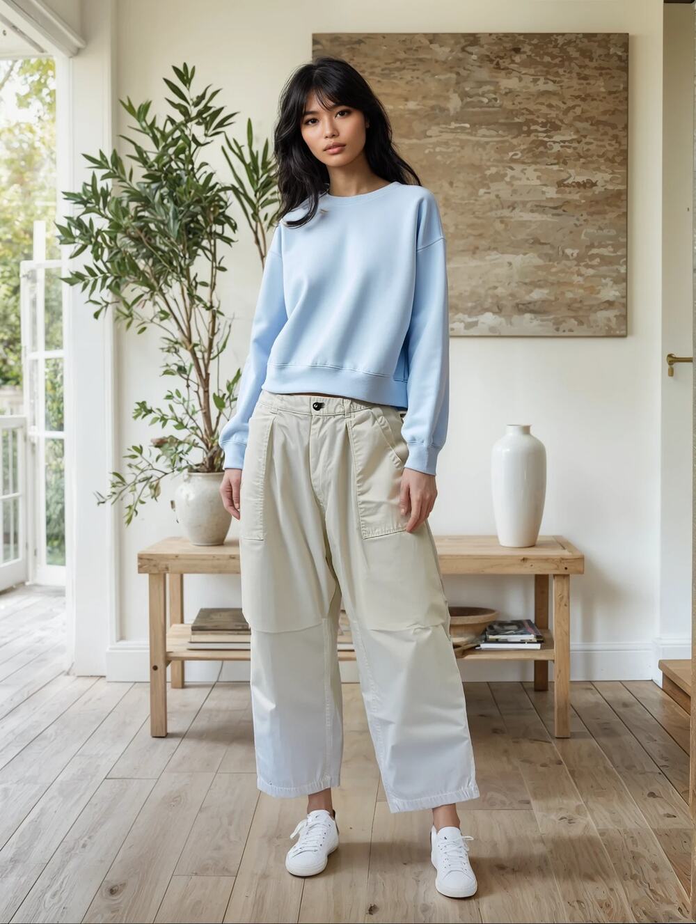 NWT Beams J. Crew Women's Japan Ivory Cargo Pants Utility M
